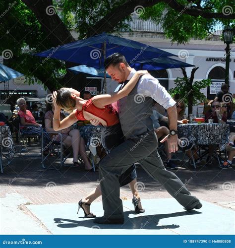 Tango Dancers Dancing on Small Square of San Telmo Market in Buenos