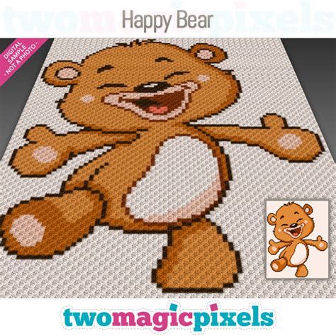 Happy Bear Graph For Crochet C2c Mini C2c Sc Hdc Dc Etsy