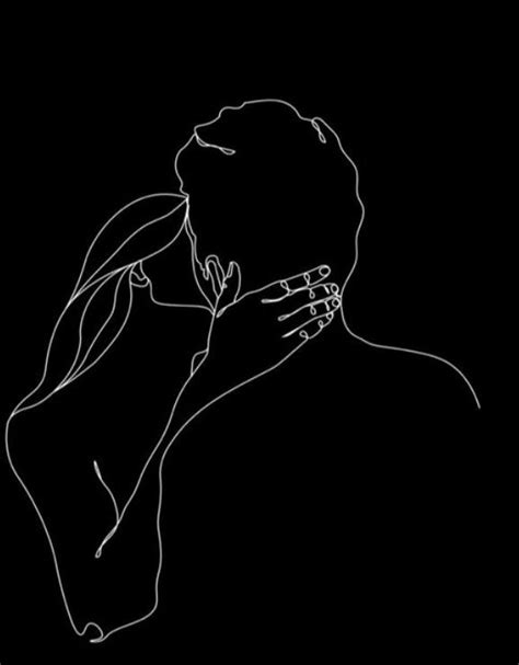 Black and White Art Drawing of a Thoughtful Man