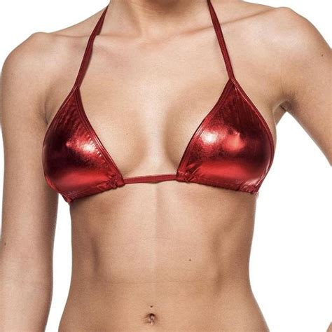 Metallic Red Bikini Top Size Medium Runs Small Depop