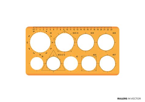 Orange Technical ruler for circle and triangle rectangle pentagon ...