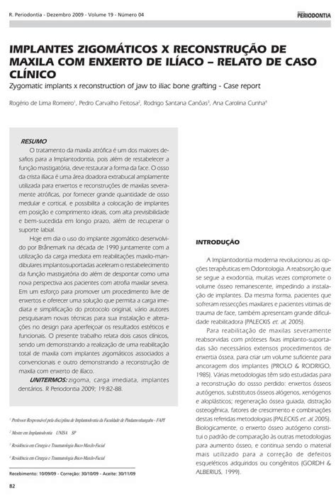 PDF IMPLANTES ZIGOMÁTICOS X RECONSTRUÇÃO DE MAXILA revistasobrape