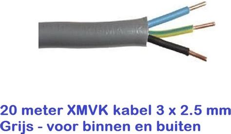 XMVK Kabel 20 METER 3 X 2 5 MM GRIJS VOOR BINNEN OF BUITEN