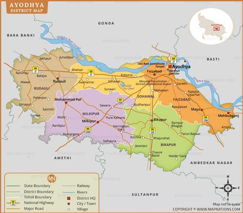 ayodhya district map tehsil highways rivers administrative boundaries