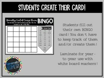 Geometry Review Bingo End Of Course By Generally Geometry Tpt