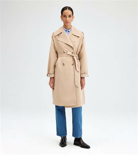 Buy Touch Double Breasted Lapel Collar Trench Coat In Beige