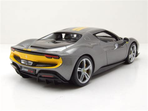 Modellauto Ferrari 296 GTB Assetto Fiorano Grau Gelb 1 18 Bburago Bei