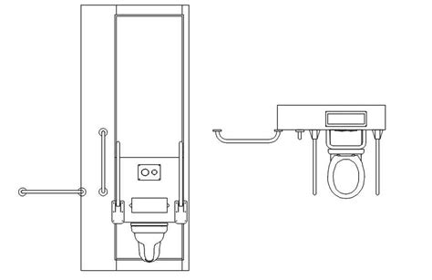 Plan and section design of toilet CAD blocks in AutoCAD 2D drawing, CAD ...