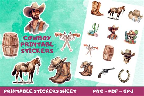 Cowboy Printable Stickers Graphic by STARS KDP · Creative Fabrica