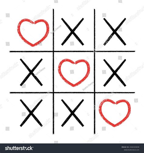 Handdrawn Tic Tac Toe Heart Game Stock Vector Royalty Free 2102193439