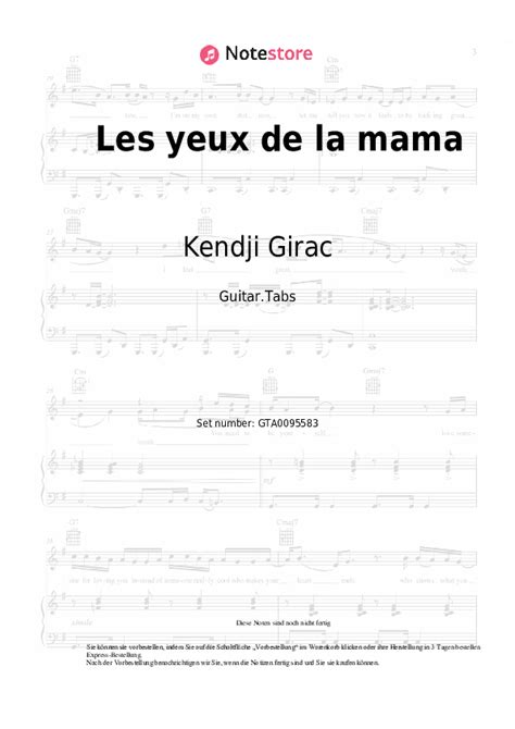 Les Yeux De La Mama Kendji Girac Chords Tabs Gitarre Note Store De