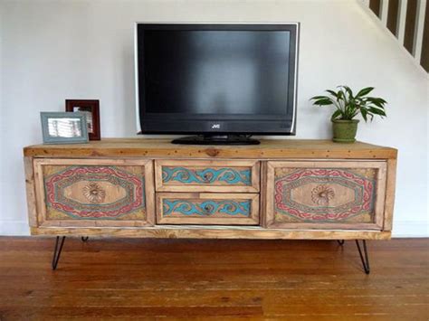 Rustic and Industrial Tv Console Table, Handmade Solid Wood Tv Unit ...