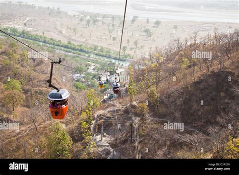 Cable cars moving towards Chandi Devi Temple, Haridwar, Uttarakhand