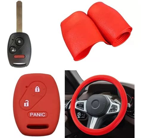 Cubre Volante Funda Llave Silicona Honda City Civic Rojo