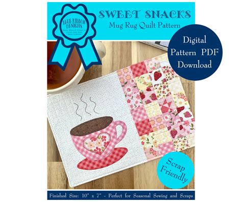 Sweet Snacks Mug Rug A Small Appliqué Patchwork Pattern Mug Rug Pattern Snack Mat Pattern