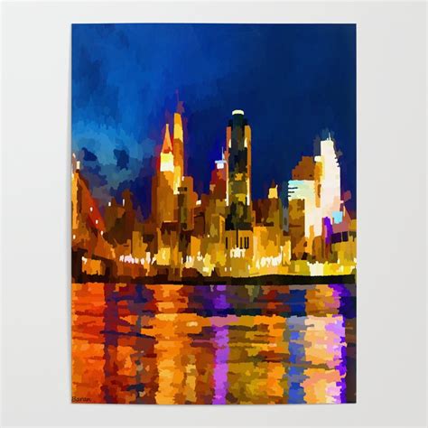 Cincinnati Ohio Skyline at Night Poster by Jon Baran | Society6