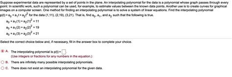 Solved Suppose Experimenta Data Are Represented By Set Of Points In