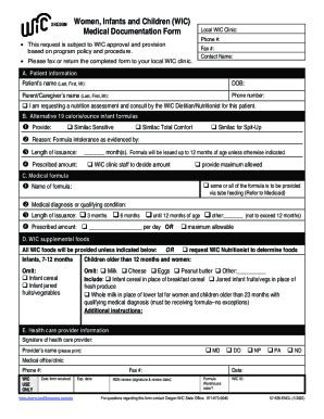 Fillable Online ND WIC Medical Documentation Form Department Of