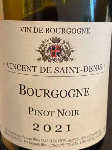 Vincent De Saint Denis Bourgogne Pinot Noir Vivino US