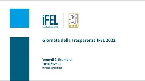 Giornata Della Trasparenza IFEL 2022 YouTube