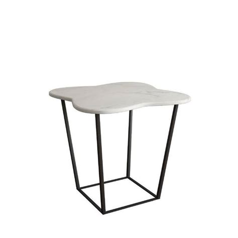 Benjara 19 5 In White And Black Modern Marble Top End Table With Metal