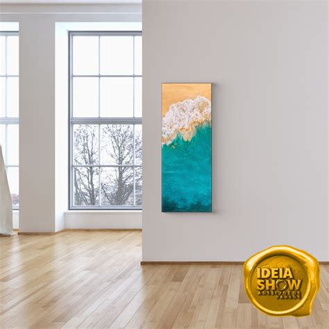 Quadro Decorativo Vertical Praia Mar Azul Maré Sala 35x90cm