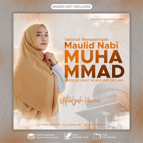 Premium PSD Greetings Design Template For Maulid Nabi Muhammad Or