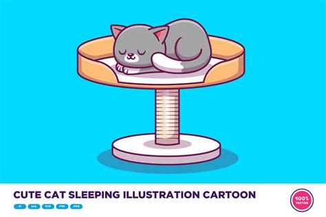 Cute Cat Sleeping Illustration Cartoon Graphic by catalyststuff · Creative Fabrica