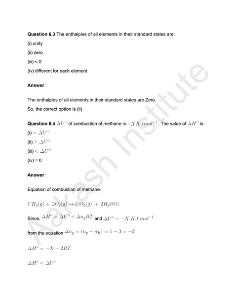 Solution Ncert Solutions Class 11 Chemistry Chapter 6 Thermodynamics