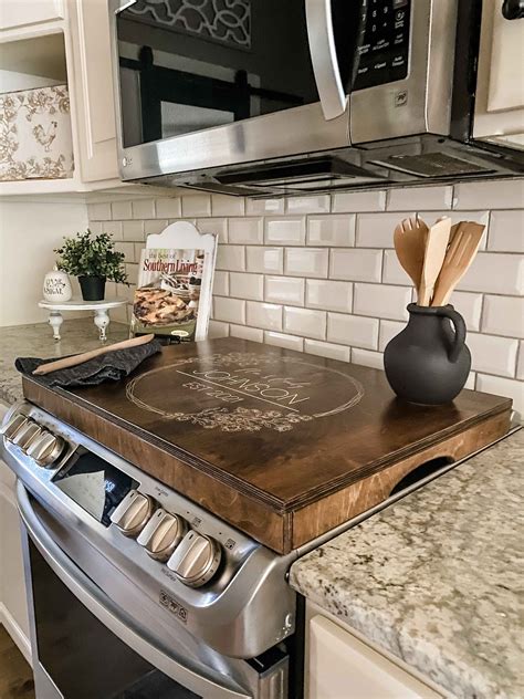 Noodle Board Stove Cover Gather Farmhouse Style Electric Etsy Stove Cover Noodle Board