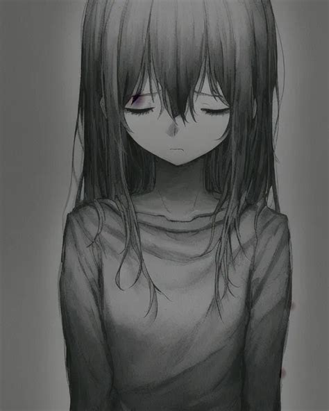 Sad Anime Girl Crying Drawing