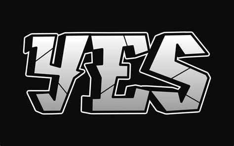 Yes word graffiti style letters.Vector hand drawn doodle cartoon logo ...