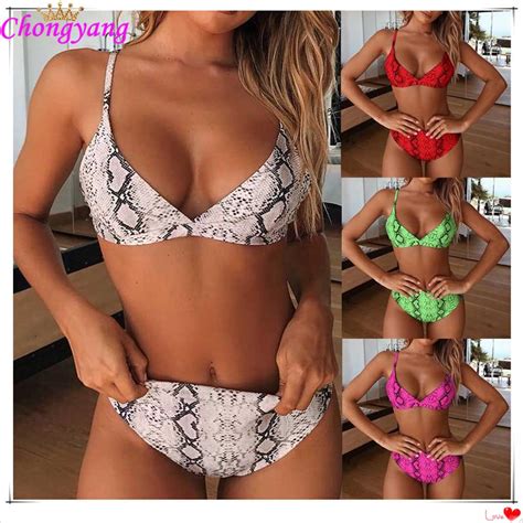 Buy Geminini Women Snake Print Push Up Padded Bra Beach Bikini Set