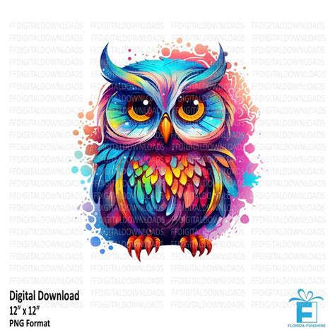 Owl Clipart, Owl PNG, Colorful Owl Clipart, Fun Owl PNG, Printable Owl ...