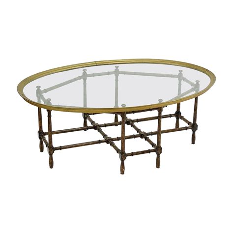 Baker Brass And Faux Bamboo Hollywood Regency Cocktail Table For Sale At 1stdibs Hollywood