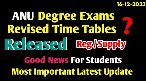 Anu Degree Exams Revised Time Tables Latest Updates Degree St Sem