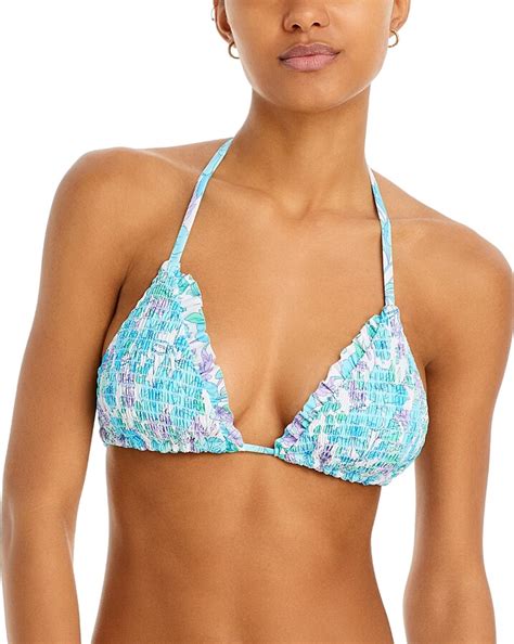 Aqua Smocked Triangle Bikini Top 100 Exclusive ShopStyle Two Piece