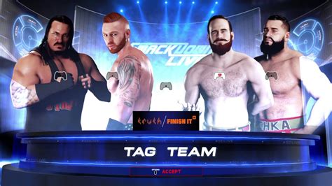 WWE 2k18 Aiden English Rusev Vs Rhyno Heath Slater YouTube