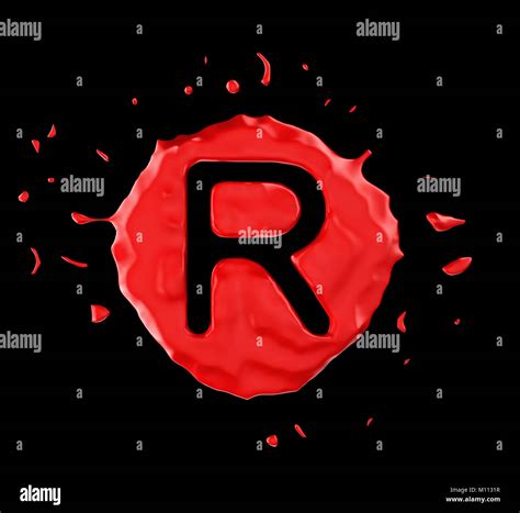 Red Blob R Letter Over Black Background Large Resolution Stock Photo