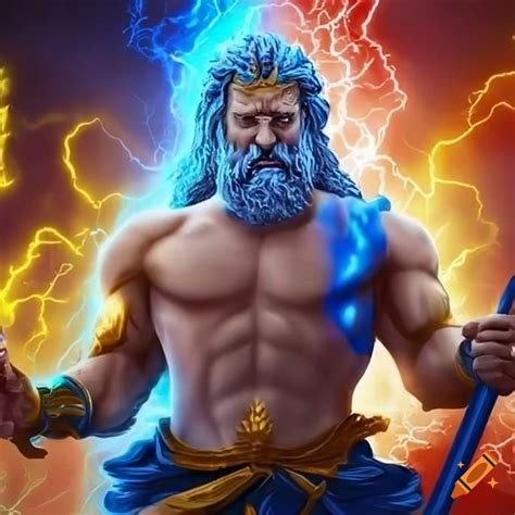 Zeus The God Of Gods With Colorful Lightning Bolts On Craiyon