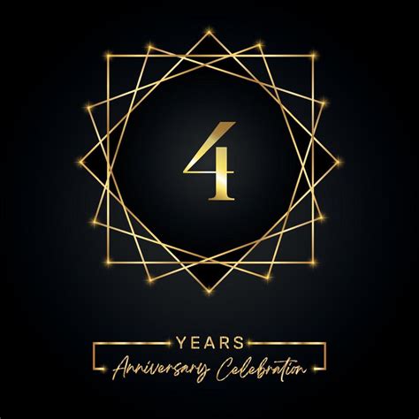 4 years Anniversary Celebration Design. 4 anniversary logo with golden ...