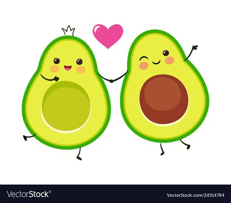 Cute avocado couple Royalty Free Vector Image - VectorStock