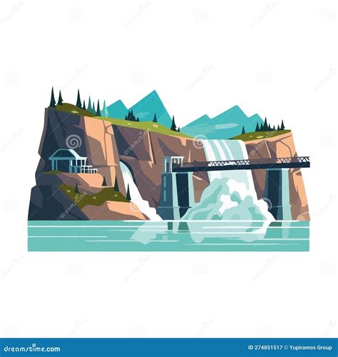 Isolated Water Dam Architecture Modern Stock Vector - Illustration of ...