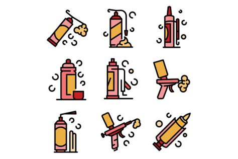 Polyurethane Foam Icons Set Vector Flat Graphic By Ylivdesign