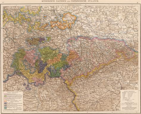 Germany Saxony Sachsen 1881 Andree Historic Map Reprint