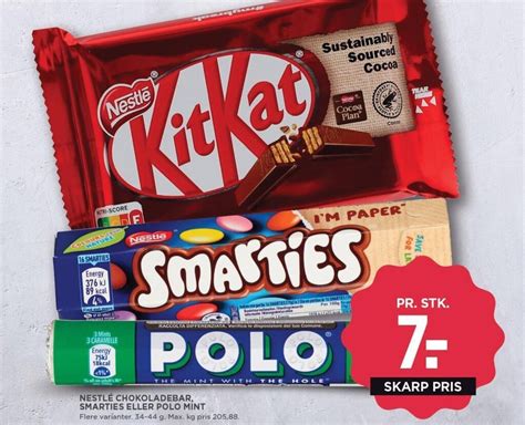 NESTLÉ CHOKOLADEBAR SMARTIES ELLER POLO MINT tilbud hos MENY