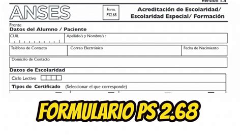 ᐈ ANSES Formulario 2 68 para Imprimir con Codigo de Barras