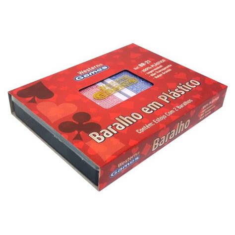 Jogo De Baralho Duplo Cartas X Cm E Estojo Western