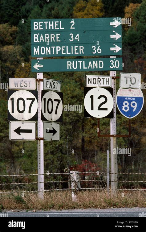 Road Signs Vermont Stock Photo Alamy