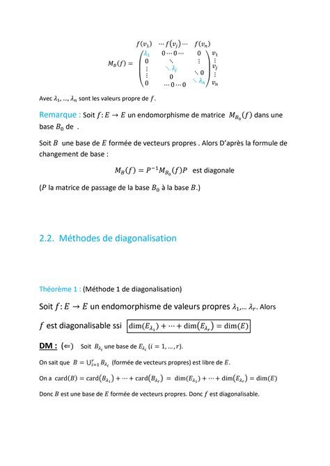 SOLUTION Diagonalisation Et Trigonalisation Des Endomorphismes Et Des